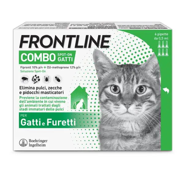 Frontline Combo Spot-On antiparassitario per gatti 6 pipette peso 2-8 kg - Antiparassitario per gatti - 1° ORDINE? scegli tra BZR5 - BZR20 + 200 pt fedeltà