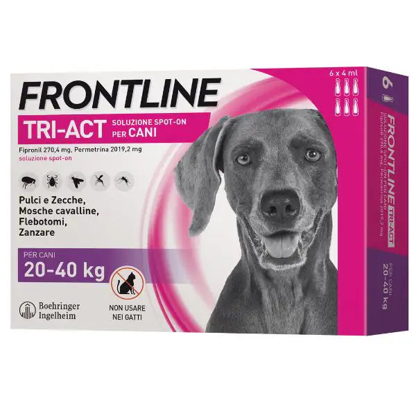 Frontline Tri-Act Antiparassitario Per Cani 20-40Kg Contro Parassiti E Insetti Volanti 6 Pipette