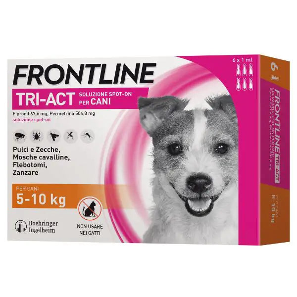 Frontline Tri-Act Antiparassitario Per Cani 5-10Kg Contro Parassiti E Insetti Volanti 6 Pipette