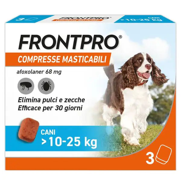 FRONTPRO Antiparassitario Per Cani 10-25Kg Contro Pulci E Zecche 3 Compresse Masticabili