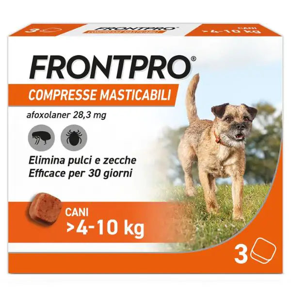 FRONTPRO Contro Pulci E Zecche 28,3 Mg Per Cani 4-10Kg 3 Compresse Masticabili