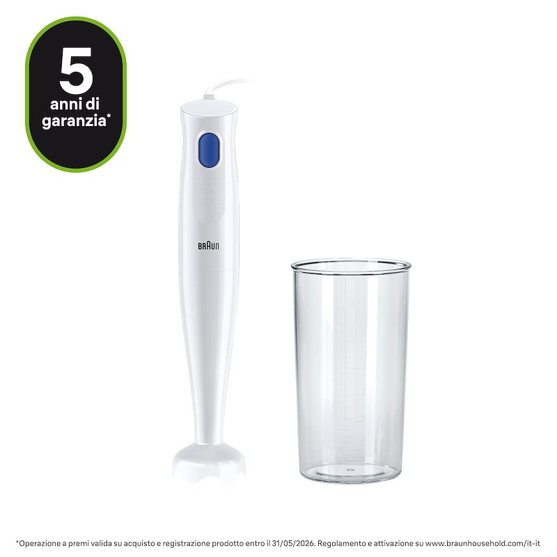 Frullatore ad immersione BRAUN MultiQuick 1 MQ10.001PWH, 450W, Bianco