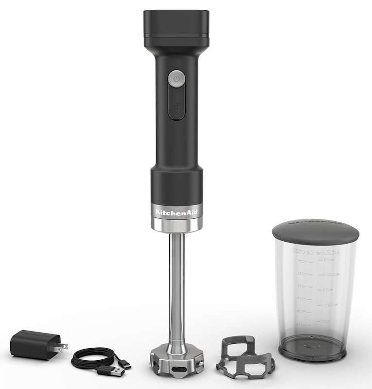 FRULLATORE AD IMMERSIONE KITCHENAID 5KHBRV71BM, Potenza massima 12 W, Recipiente da 0.7 l, Livelli di potenza 1 velocità, Black Matte