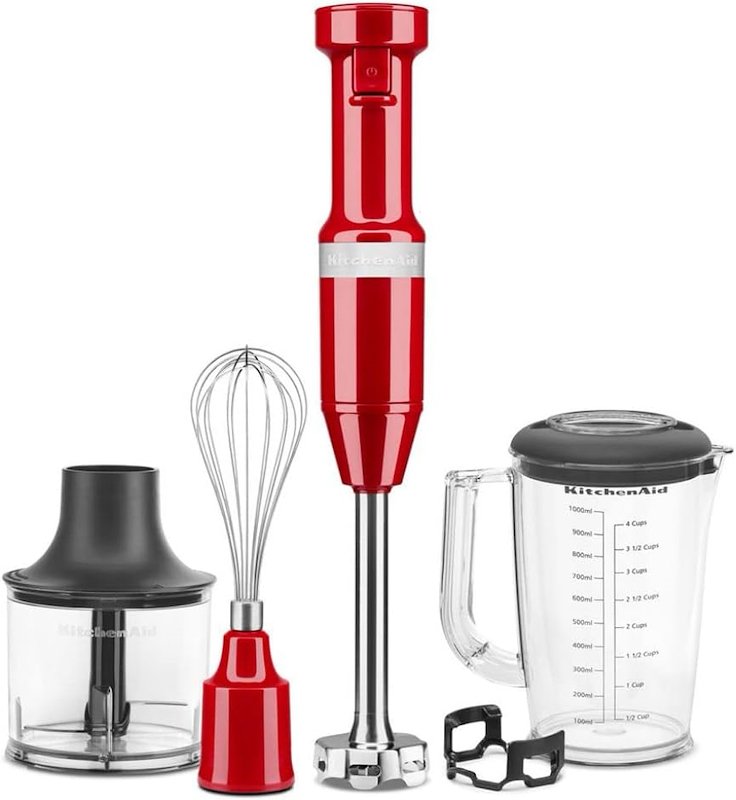 FRULLATORE AD IMMERSIONE KITCHENAID 5KHBV83EER, Potenza massima 180 W, Recipiente da 1 l, Livelli di potenza 2 velocità, empire red