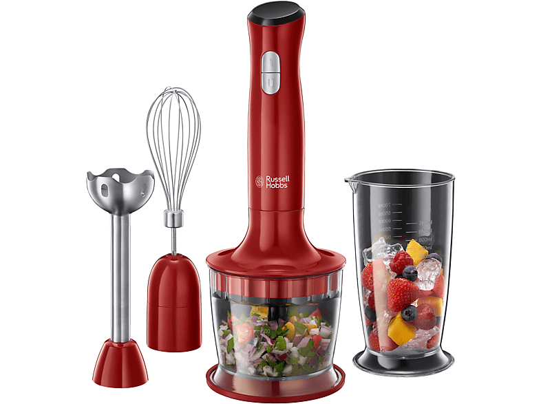 FRULLATORE AD IMMERSIONE RUSSEL HOBBS 24700-56, Potenza massima 500 W, Recipiente da 0.5 l, Livelli di potenza 2 velocità, rosso FRULLATORE AD IMMERSIONE RUSSEL HOBBS 24700-56, Potenza massima 500 W, Recipiente da 0.5 l, Livelli di potenza 2 velocità, rosso