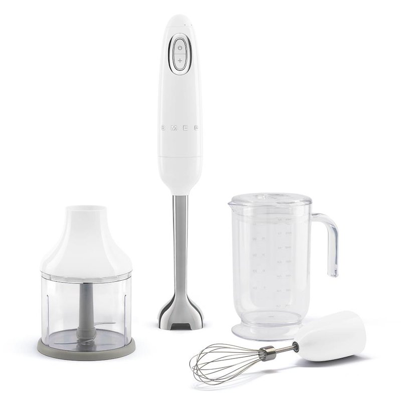 Frullatore ad immersione SMEG HBF03WHEU, Potenza massima 700 W, Recipiente da 1.4 l, Livelli di potenza 2 velocità, Bianco