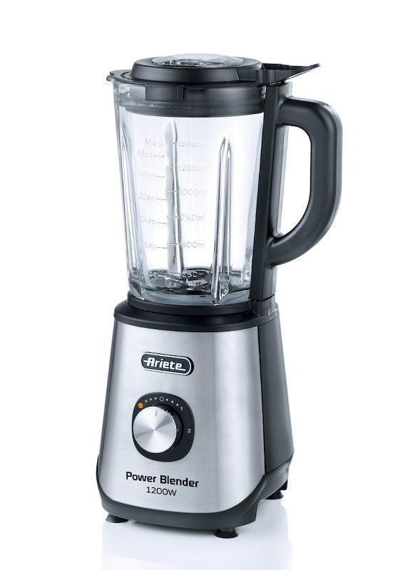 FRULLATORE ARIETE POWER BLENDER, Potenza 1200 W, Caraffa da 1.5 l, 2 velocità, Vetro, Acciao inox, NERO/METALLO