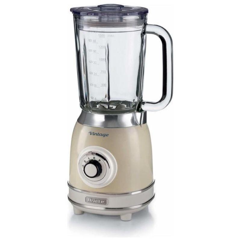FRULLATORE ARIETE VINTAGE, Potenza 1000 W, Caraffa da 1.5 l, 4 velocità, Vetro, Lame in acciaio inox, BEIGE