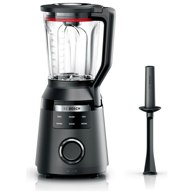 Frullatore BOSCH MMB6652B, 1800 W, Velocità Max di 45.000 giri al min, Caraffa da 3L, 6 Programmi Automatici, Pulizia Automatica, Lame in Acciaio Inox, Pestello, Nero
