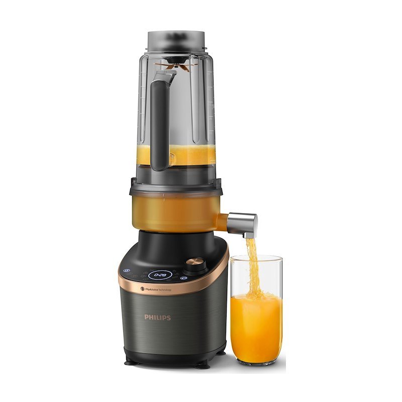 Frullatore e centrifuga PHILIPS FLIP&JUICE™ HR3770/00, 1500W, recipiente graduato da 2l, 12 velocità, lame ProBlend Ultra, programma tritaghiaccio autopulizia, spatola in dotazione