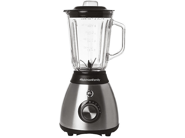 FRULLATORE MELCHIONI FAMILY FRULLO GLASS, Potenza 600 W, Caraffa da 1.5 l, 5 velocità, vetro, acciaio inossidabile, acciao