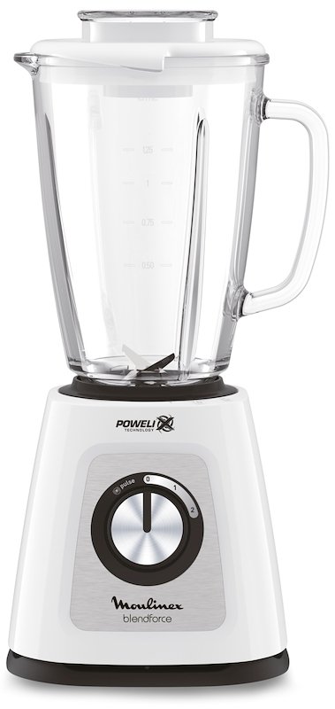 FRULLATORE MOULINEX Blendforce 2 LM4352, Potenza 800 W, Caraffa da 1.25 l, velocità, Vetro, Bianco