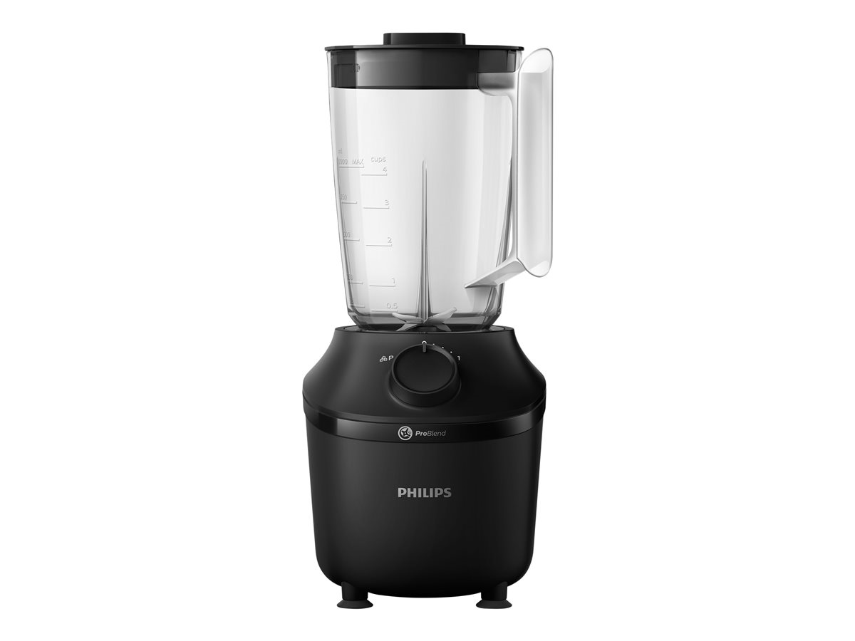 FRULLATORE PHILIPS Serie 3000 HR2291/01, Potenza 600 W, Caraffa da 2 l, 3 velocità, Vetro, Lama a stella in acciaio inox 4 punte, Nero