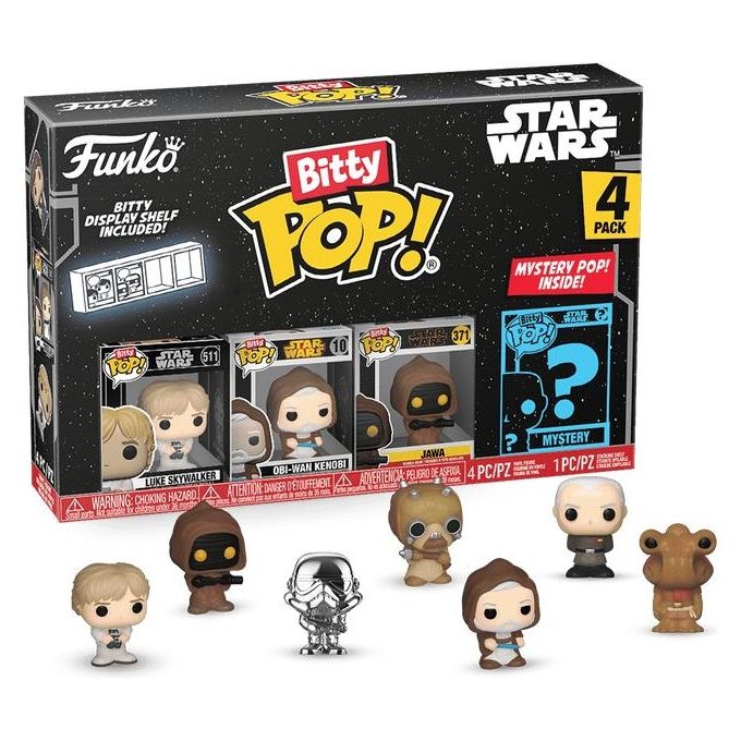 Funko 71511 Bitty Pop! Star Wars 4 Pack Mini Figure Luke Skywalker Obi-Wan Kenobi Jawa 2.3 cm Funko 71511 Bitty Pop! Star Wars 4 Pack Mini Figure Luke Skywalker Obi-Wan Kenobi Jawa 2.3 cm
