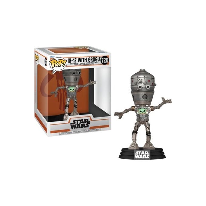 Funko 80001 POP! Star Wars Deluxe Figura in Vinile IG-12 con Grogu altezza 17 cm colore Multicolore