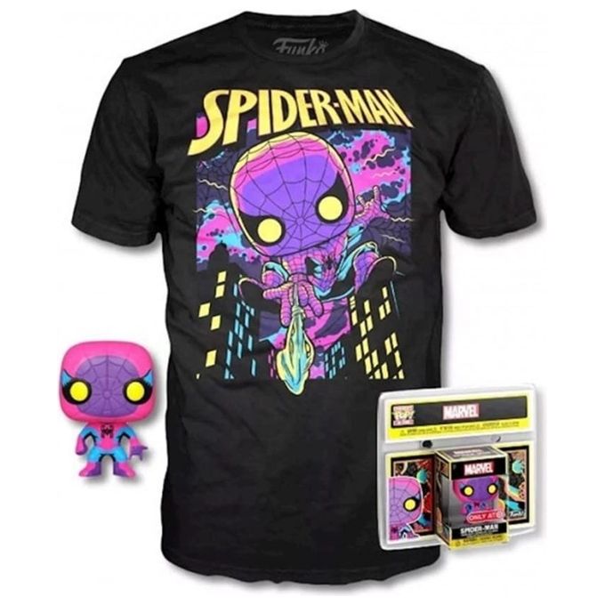 Funko Pop! TeePop Pocket Spider-Man Blacklight Taglia L