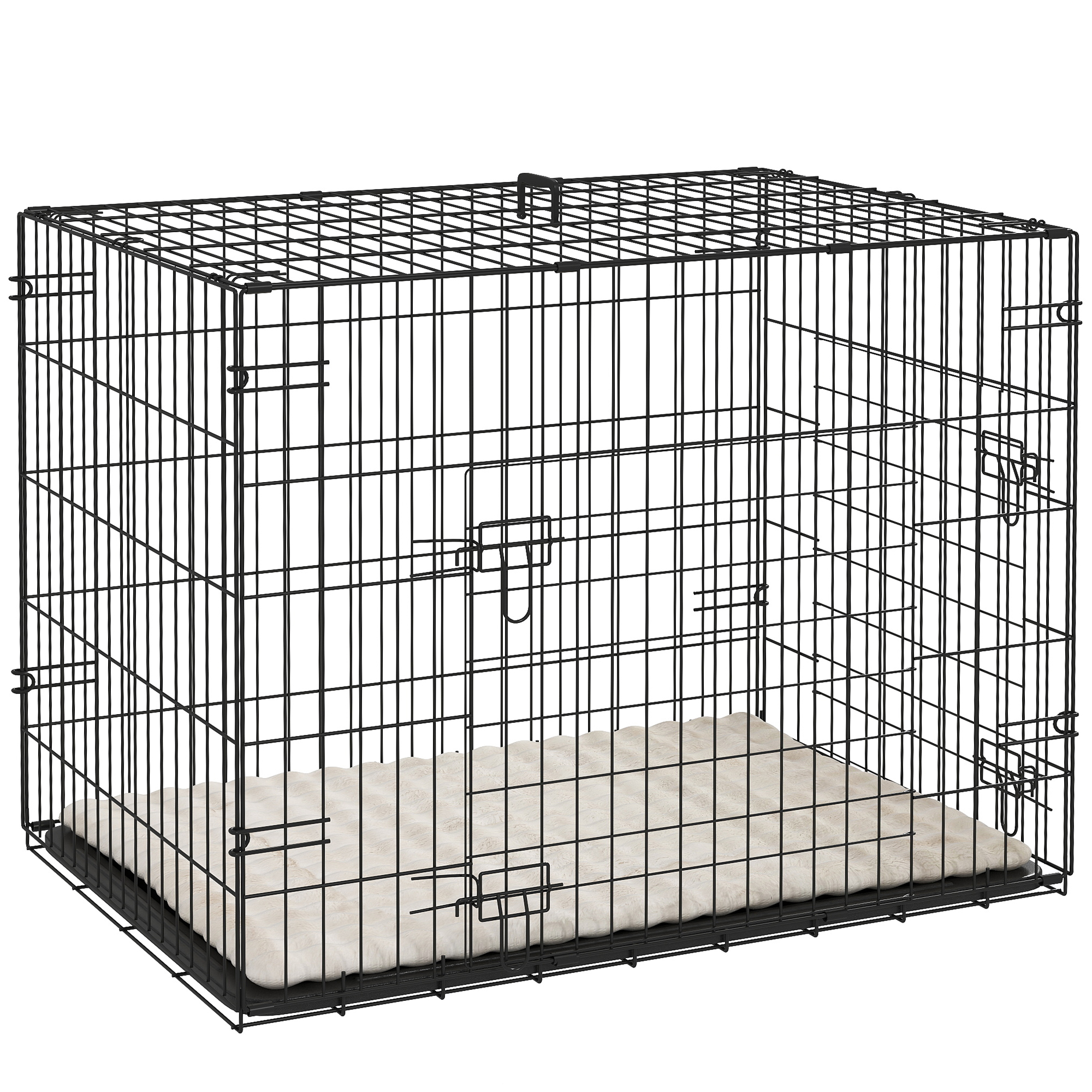 Gabbia per cani PawHut pieghevole con 2 porte, vassoio rimovibile, cuscino morbido lavabile, telaio in alluminio