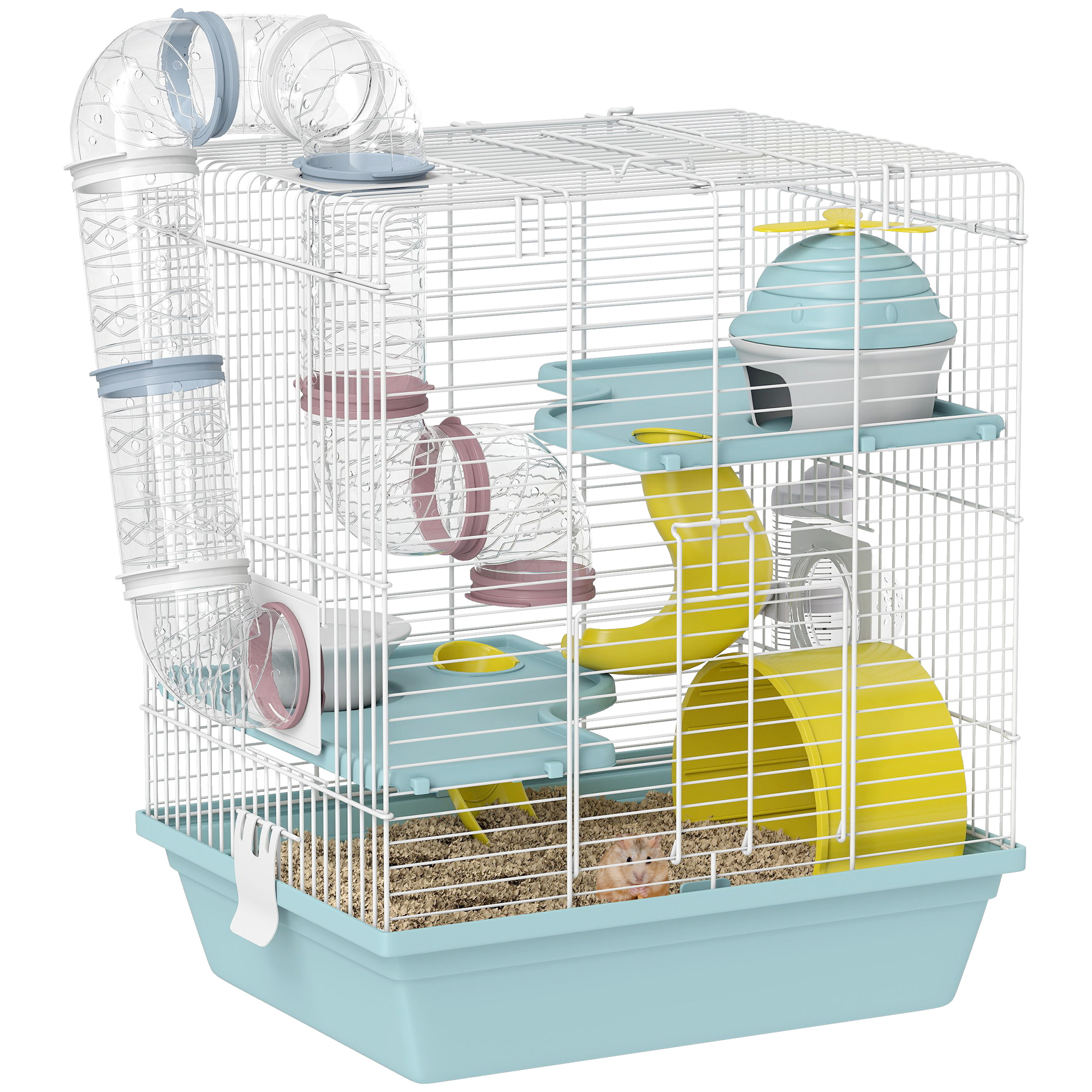 Gabbia per criceti Pawut, gabbia a 3 livelli per piccoli animali con ruota per esercizi, tunnel, ciotola, casetta, scala, per criceti nani Gabbia per criceti Pawut, gabbia a 3 livelli per piccoli animali con ruota per esercizi, tunnel, ciotola, casetta, scala, per criceti nani