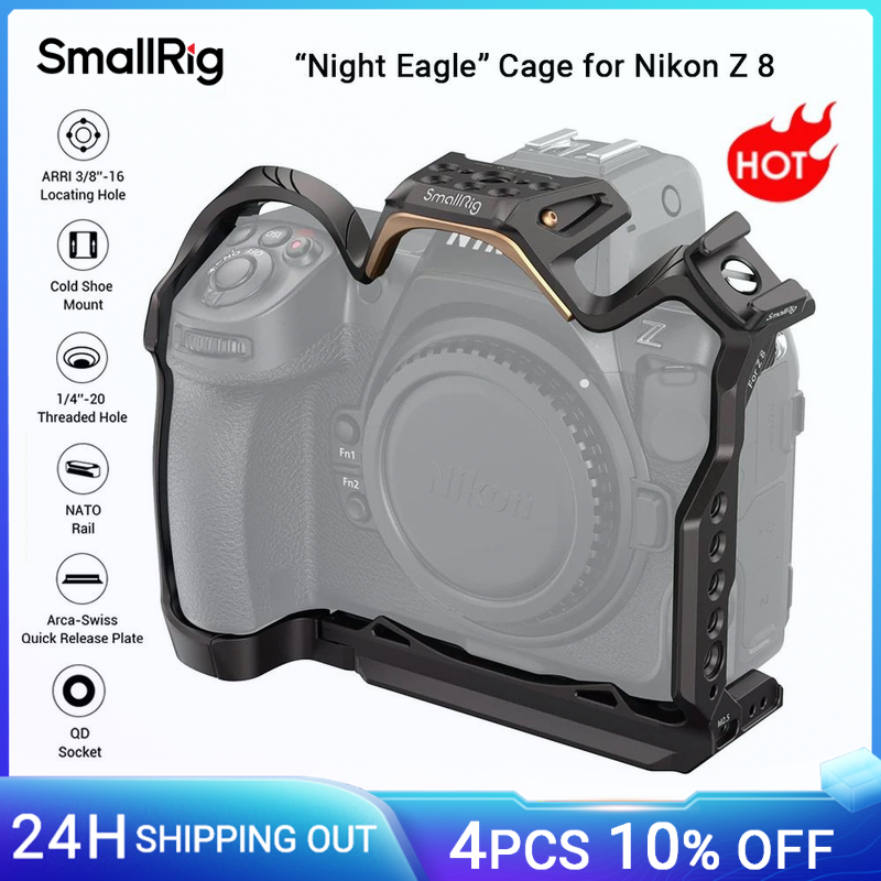 Gabbia per fotocamera SmallRig Night Eagle Z8 per Nikon Z 8 Full Cage con piastra a sgancio rapido per Arca-Swiss per microfono e luce-4316