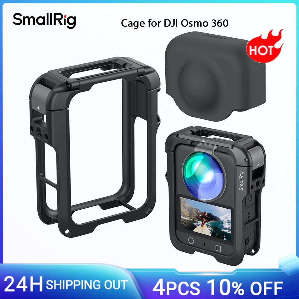 Gabbia SmallRig per DJI Osmo 360 con copriobiettivo in silicone Vite 1/4"-20 con perni anti-torsione Scarpa fredda ultraleggera 48g -5704