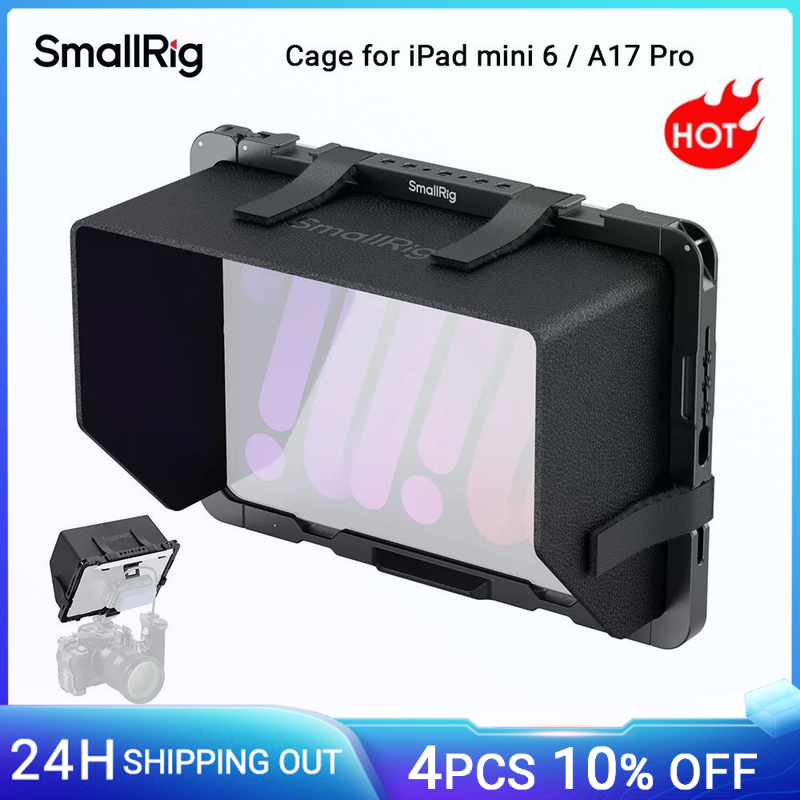 Gabbia SmallRig per iPad mini 6 / A17 Pro con cappuccio parasole in velcro staccabile, compatibile con maniglie a sgancio rapido -MD5058