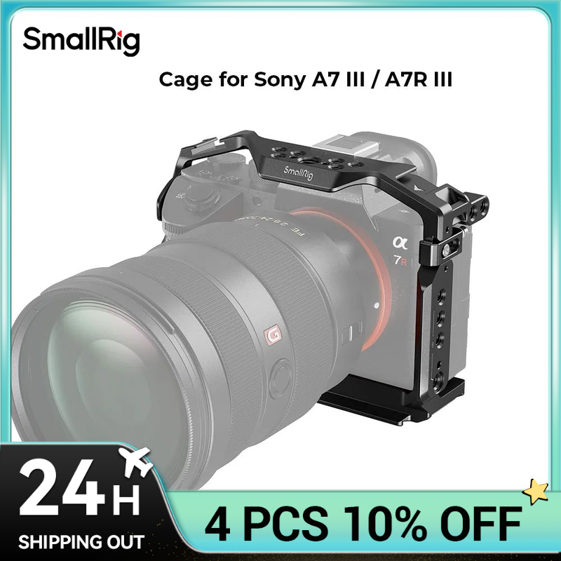 Gabbia SmallRig per Sony A7 III / A7R III, gabbia in lega di alluminio con piastra a sgancio rapido Arca, pattino freddo incorporato, guida NATO 2087D