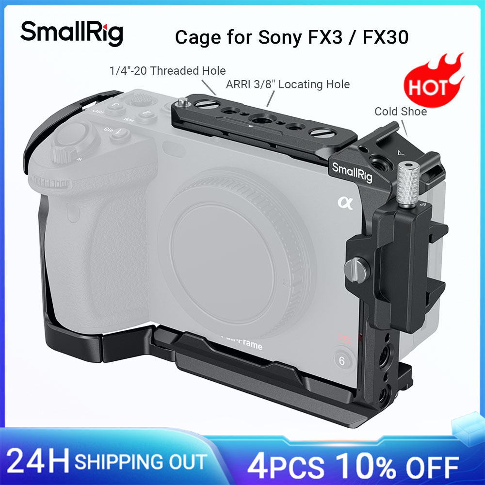 Gabbia SmallRig per Sony FX30 / FX3 Kit gabbia per fotocamera con morsetto per cavo Accessori per binario NATO per slitta fredda per microfono leggero 4183