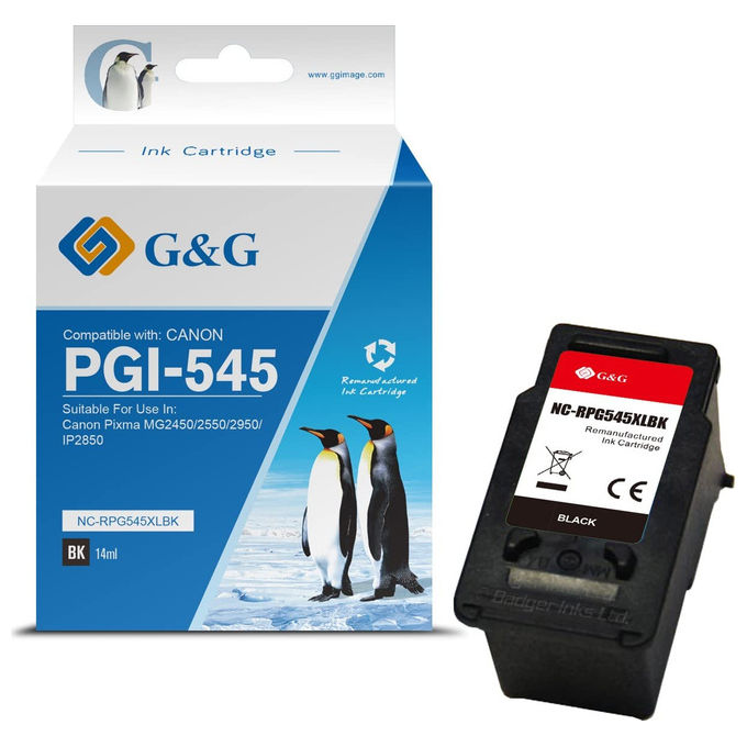GandG, Inchiostro Compatibile PG-545, Nero, 14 ml, Per Canon Pixma MG2450 GandG, Inchiostro Compatibile PG-545, Nero, 14 ml, Per Canon Pixma MG2450