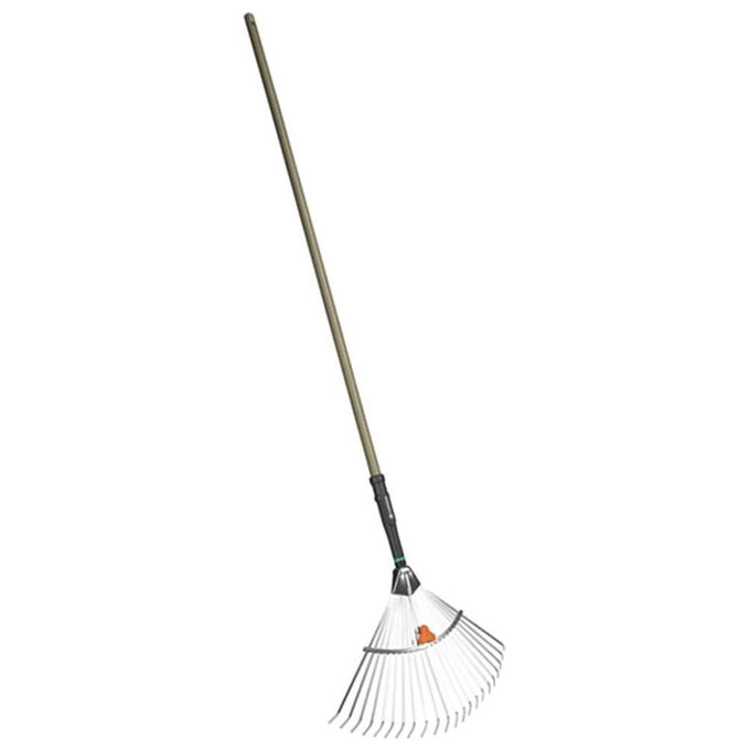 Gardena 17307-20 Rastrello Regolabile PureLine Larghezza 30-50cm Acciaio Zincato Manico in Legno