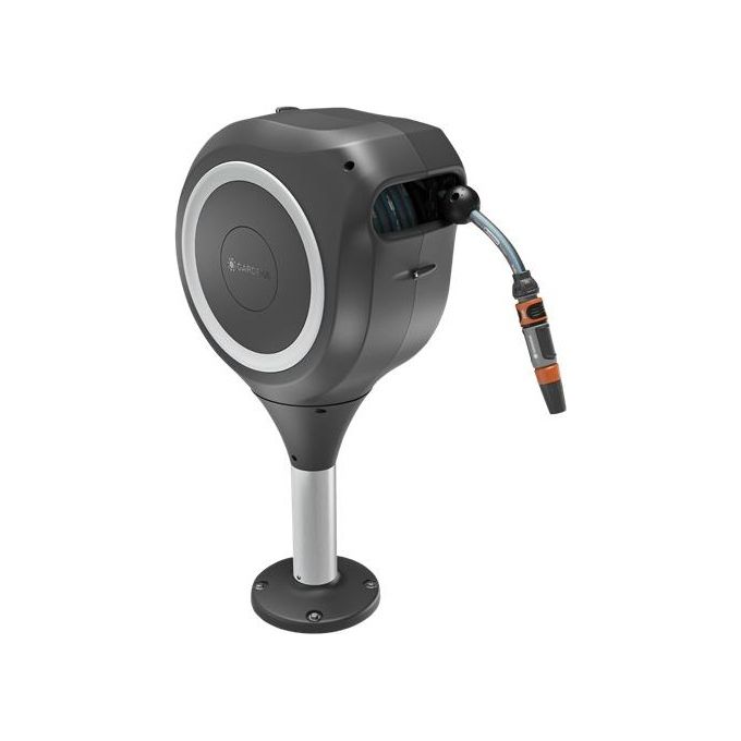 Gardena 18617-20 RollUp M Avvolgitubo da Terrazzo 20 m Tubo 11 mm Resistente UV Rotazione 360° colore Nero