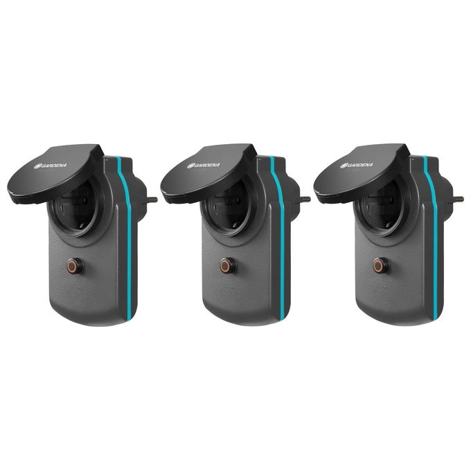 Gardena 19096-20 Smart Power Adapter Set di 3 Pezzi Compatibile con Sistema Gardena Smart Controllo App e Vocale IP44 Resistente al Gelo fino a -20°C colore Verde Grigio
