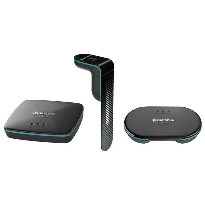 Gardena 19210-22 Kit Smart Irrigation Control Sensor Set per Controllo Irrigazione fino a 6 Zone con Sensore Umidita' e Temperatura del Suolo Compatibile con App GARDENA smart colore Nero
