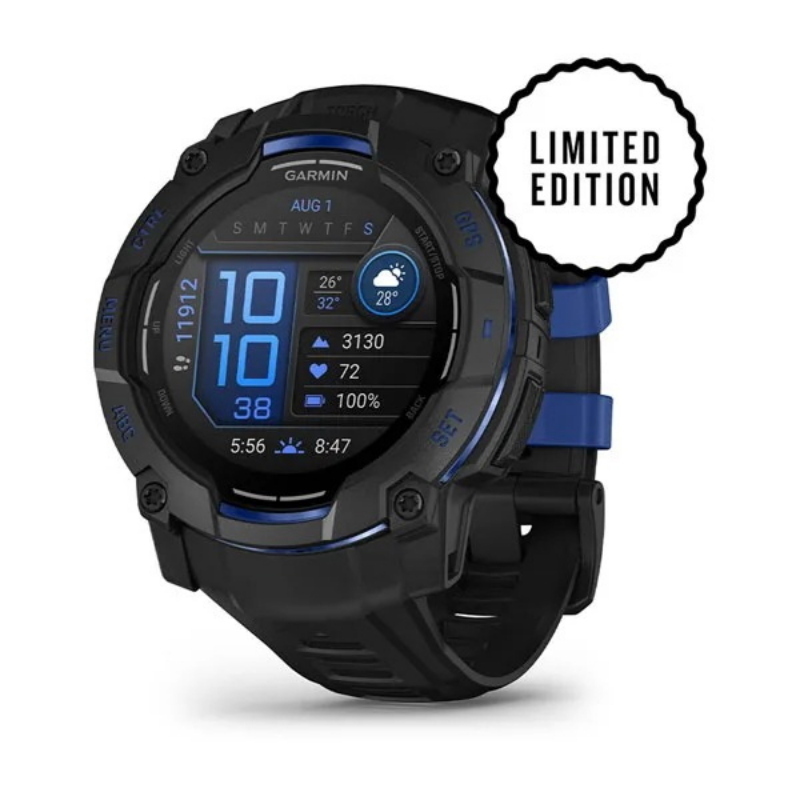 Garmin instinct® 3 - instinct® 3 - 50 mm, amoled schwarz mit silikon-wechselarmband 26 mm bolt blue