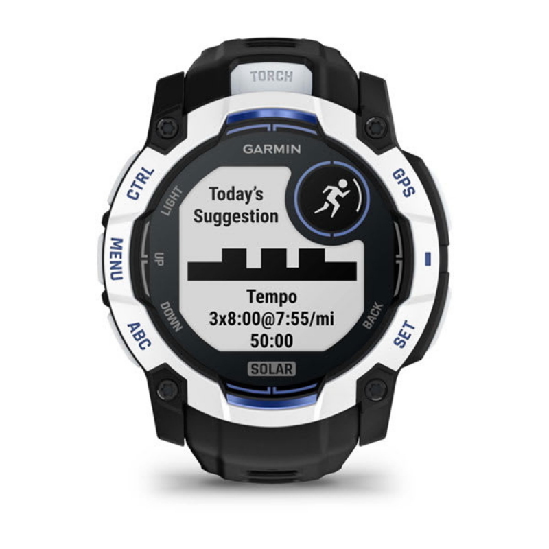 Garmin instinct® 3 solar 50mm schwarz/steinweiß mit silikon-wechselarmband 26 mm schwarz