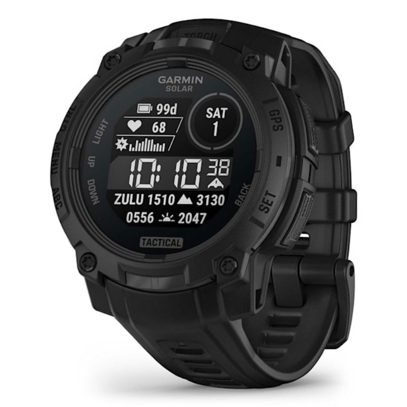 Garmin instinct® 3 solar tactical edition 45mm schwarz mit silikon-wechselarmband 22 mm schwarz