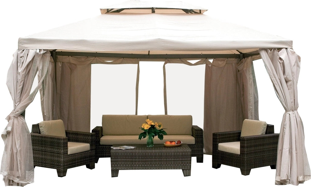 Gazebo da Giardino 3x4 mt in Alluminio con Zanzariera Bauer Ecrù Gazebo da Giardino 3x4 mt in Alluminio con Zanzariera Bauer Ecrù