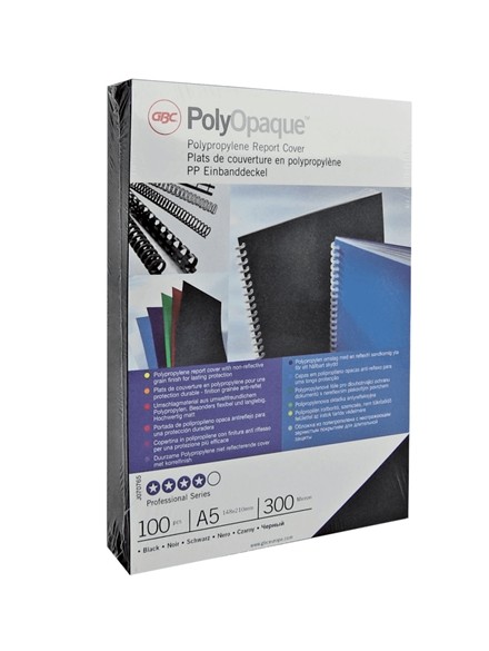 GBC PolyOpaque Confezione da 100 copertine per rilegatura A4 - 300 Micron - Colore Nero