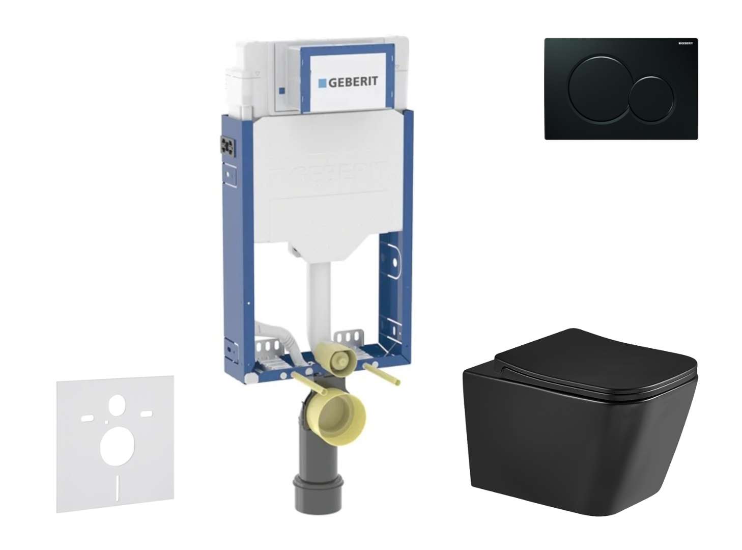 Geberit Combifix - Set Con Modulo Di Installazione, Vaso Wc Arkas I E Copriwater Softclose, Placca Di Comando Sigma01, Nero Sani15ca5509