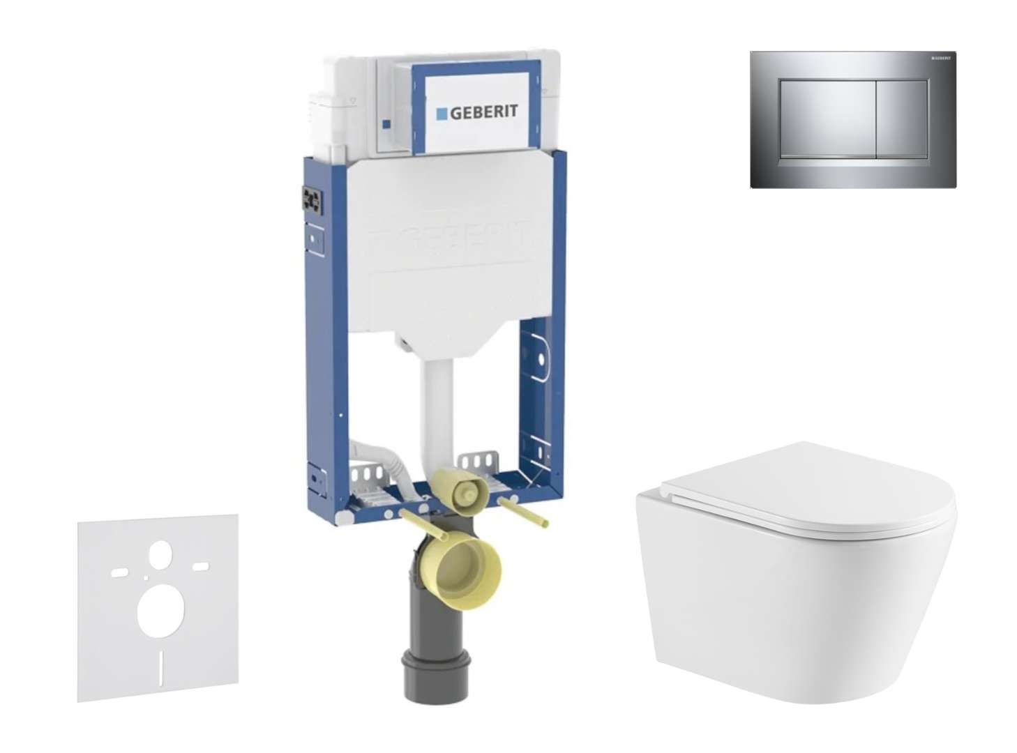 Geberit Combifix - Set Con Modulo Di Installazione, Vaso Wc Nefia E Copriwater Softclose, Placca Di Comando Sigma20, Cromo Sani15ca1141