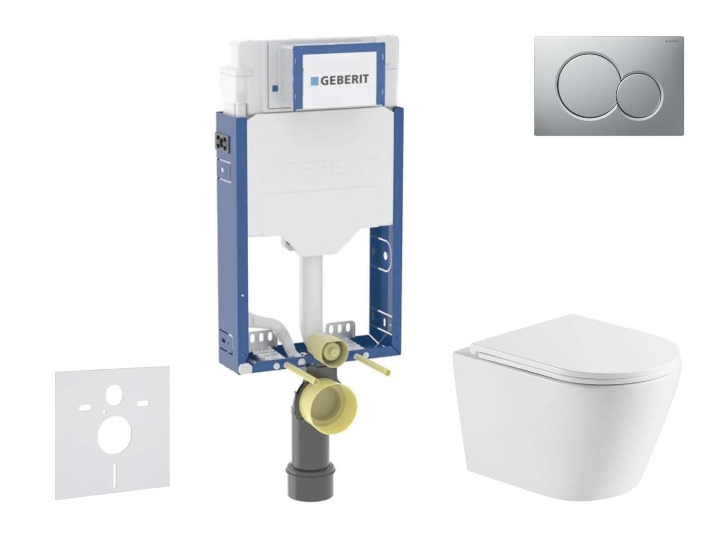 Geberit Combifix - Set Con Modulo Di Installazione, Vaso Wc Nefia E Copriwater Softclose, Placca Di Comando Sigma01, Cromo Opaco Smaltato Sani15ca2104