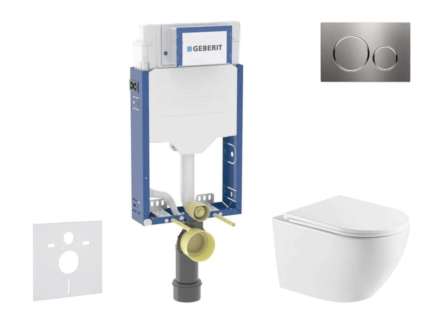 Geberit Combifix - Set Con Modulo Di Installazione, Vaso Wc Oudee E Copriwater Softclose, Placca Di Comando Sigma20, Acciaio Inox Sani15ca6110