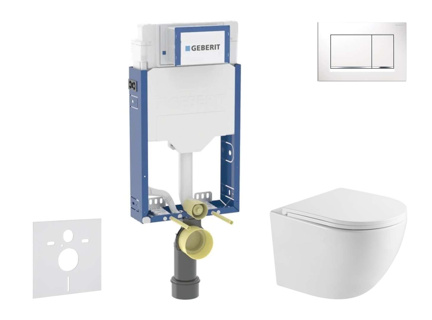 Geberit Combifix - Set Con Modulo Di Installazione, Vaso Wc Oudee E Copriwater Softclose, Placca Di Comando Sigma20, Bianco/cromo Sani15ca3142