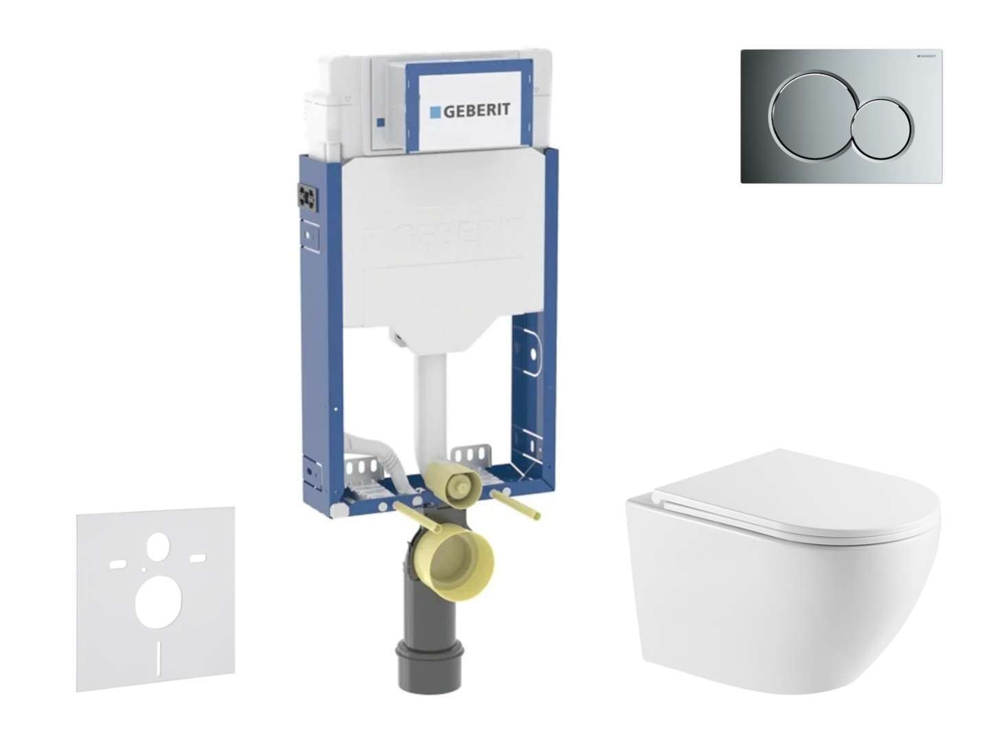 Geberit Combifix - Set Con Modulo Di Installazione, Vaso Wc Oudee E Copriwater Softclose, Placca Di Comando Sigma01, Cromo Lucido Sani15ca1142