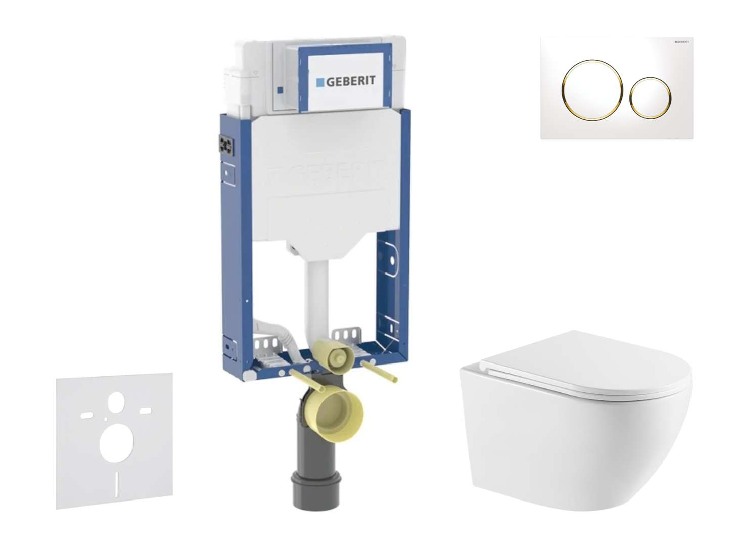 Geberit Combifix - Set Con Modulo Di Installazione, Vaso Wc Oudee E Copriwater Softclose, Placca Di Comando Sigma20, Bianco/color Oro Sani15ca3155