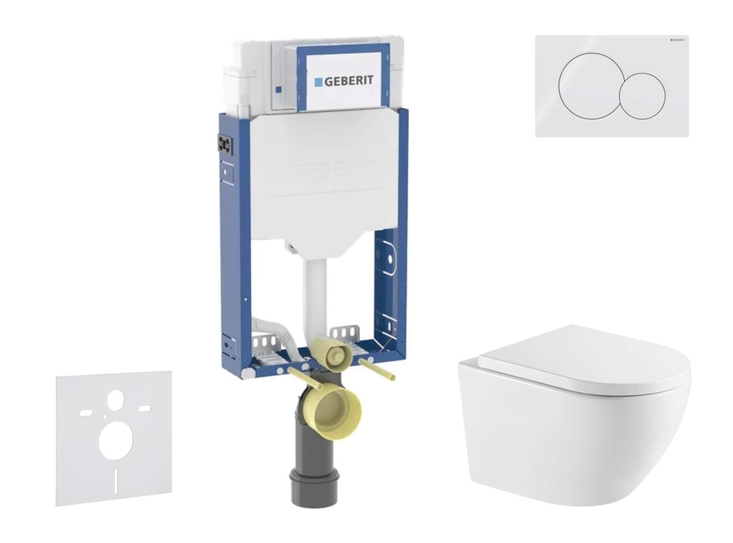 Geberit Combifix - Set Con Modulo Di Installazione, Vaso Wc Oudee E Copriwater Softclose, Placca Di Comando Sigma01, Bianco Alpino Sani15ca3158
