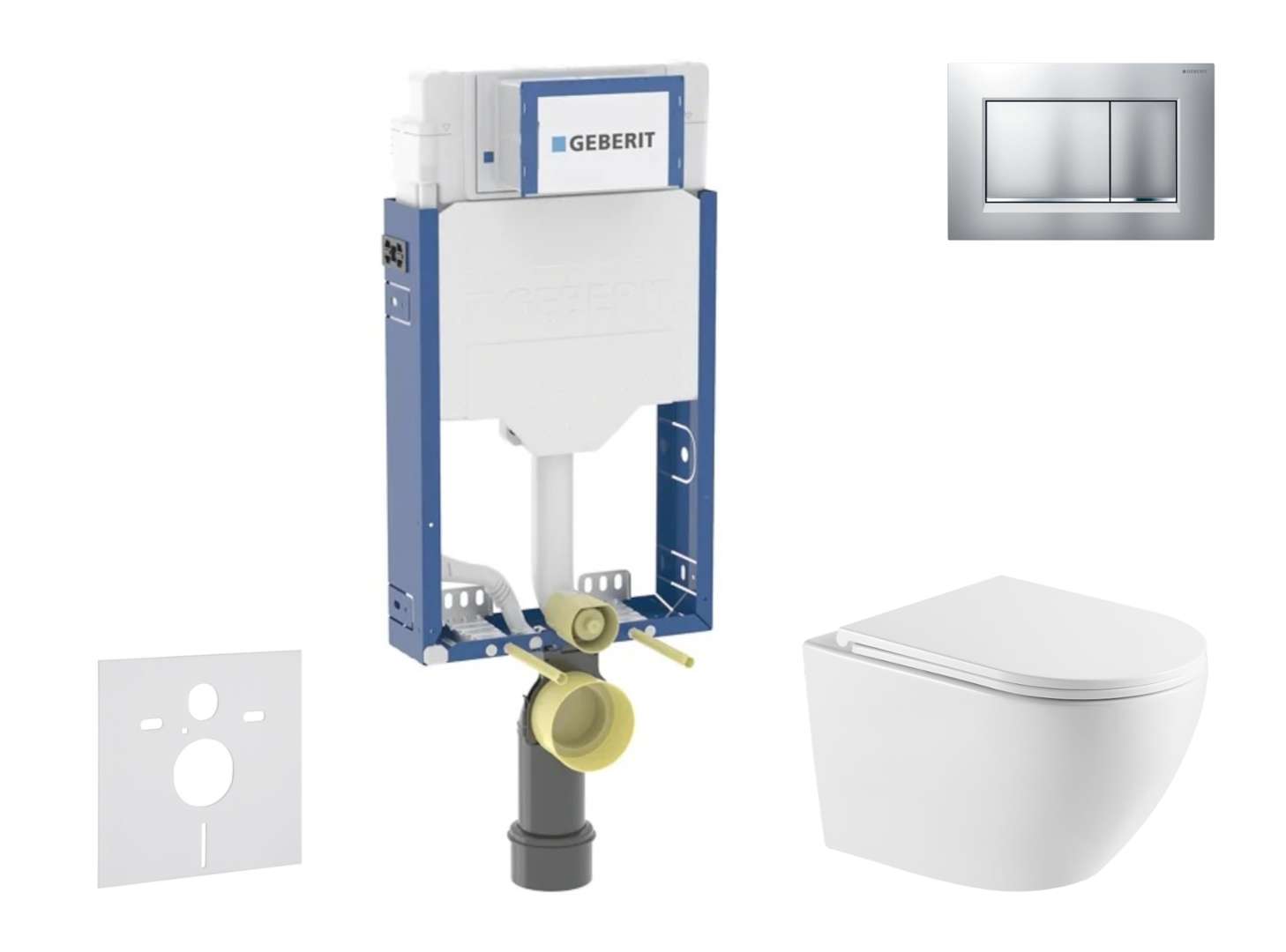 Geberit Combifix - Set Con Modulo Di Installazione, Vaso Wc Oudee E Copriwater Softclose, Placca Di Comando Sigma20, Cromo Opaco Smaltato/cromo Sani15ca2105