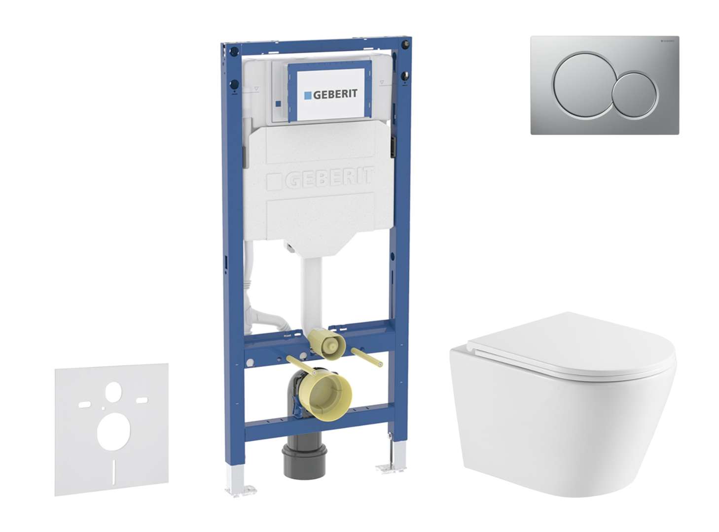 Geberit Duofix - Set Con Modulo Di Installazione, Vaso Wc Nefia E Copriwater Softclose, Placca Di Comando Sigma01, Cromo Opaco Smaltato Sani11ca2107