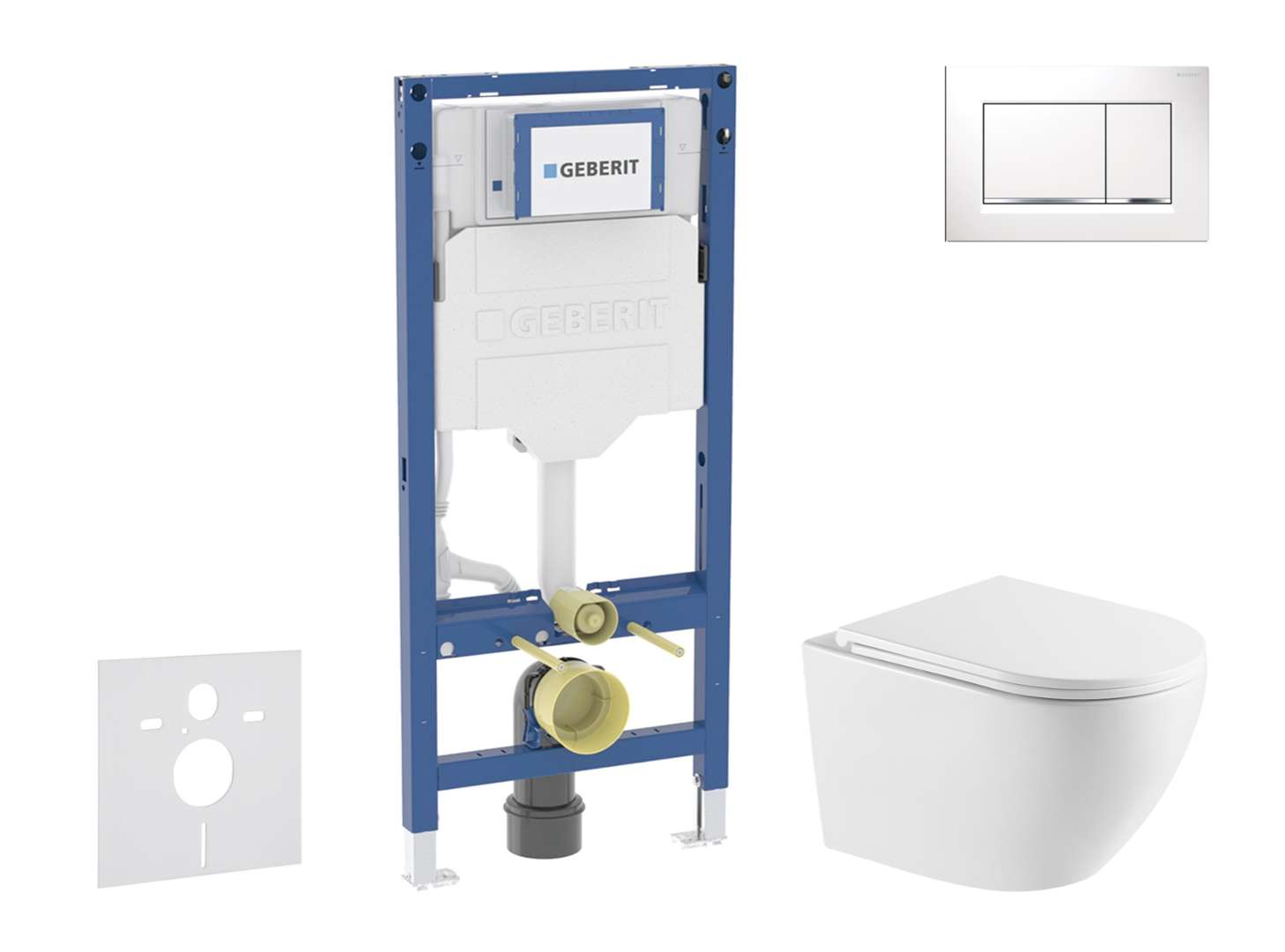 Geberit Duofix - Set Con Modulo Di Installazione, Vaso Wc Oudee E Copriwater Softclose, Placca Di Comando Sigma20, Bianco/cromo Sani11ca31119