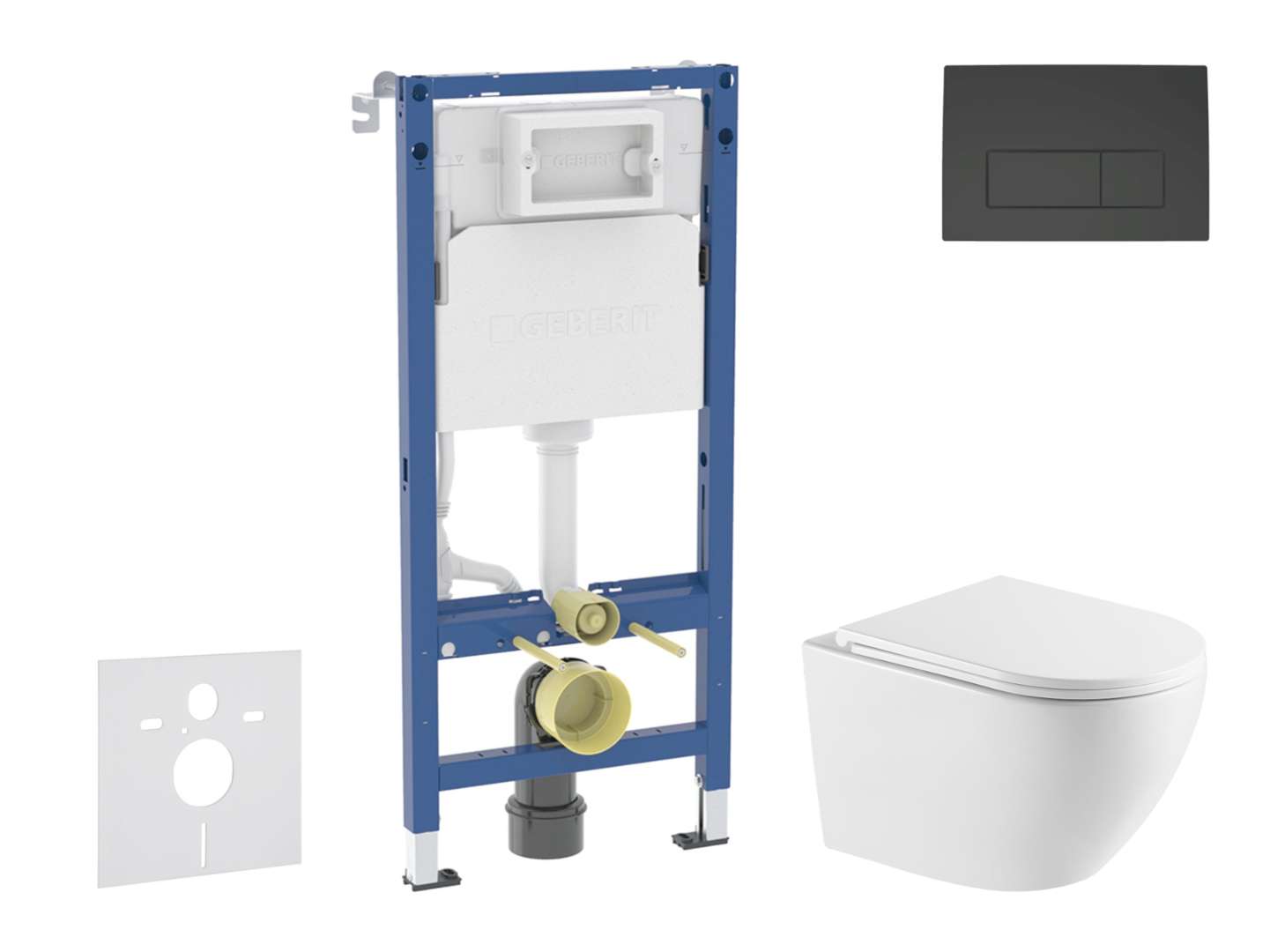 Geberit Duofix - Set Con Modulo Di Installazione, Vaso Wc Oudee E Copriwater Softclose, Placca Di Comando Delta50, Nero Opaco Sani11ca5172
