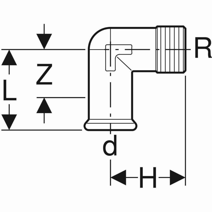 Geberit Mapress Acciaio Al Carbonio Gomito Di Transizione A 90° Con Filettatura Esterna, Dn 15, Dø 18 Mm, 21615